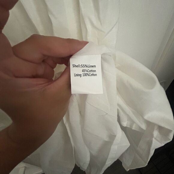 DOMENICA SHIRRED LONG SLEEVE MIDI DRESS - WHITE NWT Small - Picture 8 of 8